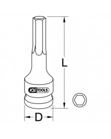 Douille tournevis, à chocs longue Torx, T55, sur carte - KS TOOLS | Mongrossisteauto.com