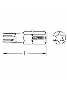 Boîte de 5 embouts de vissage TORX®, L.25 mm, 1/4'', T15 - KS TOOLS | mongrossisteauto.com
