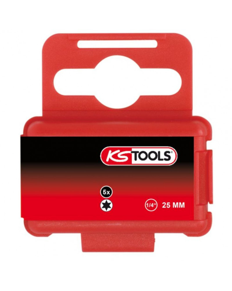Boîte de 5 embouts de vissage TORX®, L.25 mm, 1/4'', T15 - KS TOOLS | mongrossisteauto.com