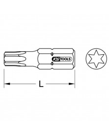 Boîte de 5 embouts de vissage TORX®, L.25 mm, 1/4'', T27 - KS TOOLS | Mongrossisteauto.com