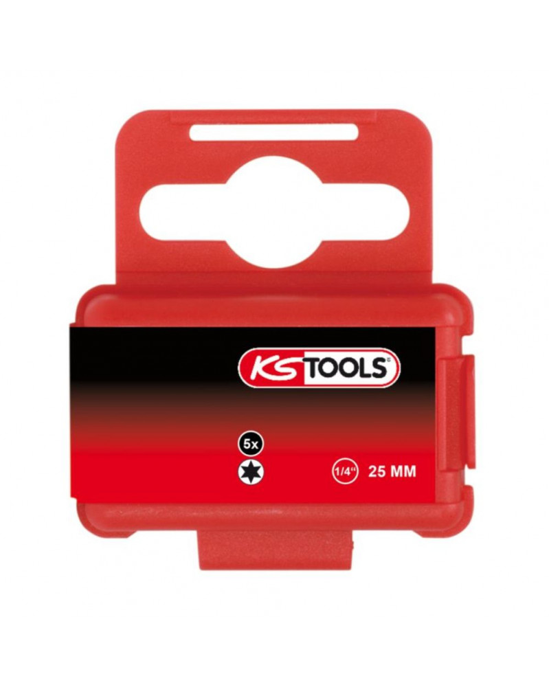 Boîte de 5 embouts de vissage TORX®, L.25 mm, 1/4'', T27 - KS TOOLS | Mongrossisteauto.com