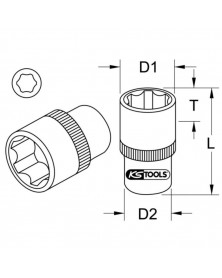 Douille 6 pans ULTIMATE, 1/2'', 8 mm (922.1208) - KS TOOLS | Mongrossisteauto.com