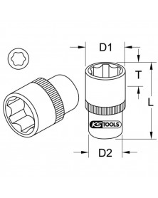 Douille 6 pans ULTIMATE, 1/2'', 12 mm (922.1212) - KS TOOLS | Mongrossisteauto.com