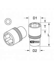 Douille 6 pans ULTIMATE, 1/2'', 14 mm (922.1214) - KS TOOLS | Mongrossisteauto.com