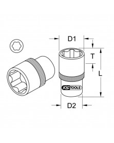 Douille 6 pans ULTIMATE, 1/2'', 17 mm (922.1217) - KS TOOLS | Mongrossisteauto.com