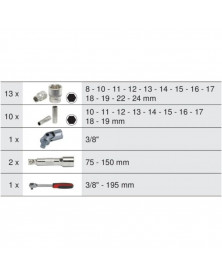 Coffret douilles et accessoires ULTIMATE, ⅜”, 27pcs - Kstools | Mongrossisteauto.com