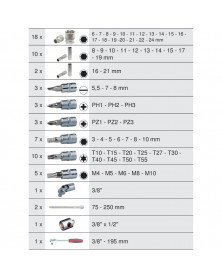 Coffret douilles et accessoires ULTIMATE, ⅜”, 66pcs - Kstools | Mongrossisteauto.com