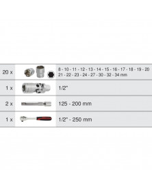 Coffret douilles et accessoires ULTIMATE, ½”, 24pcs - Kstools | Mongrossisteauto.com