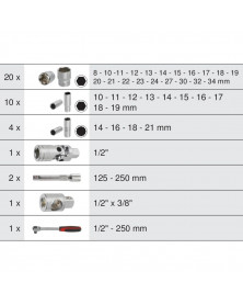 Coffret douilles et accessoires ULTIMATE, ½", 39pcs - Kstools | Mongrossisteauto.com