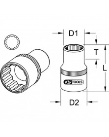 Douille 12 pans 1'', 65 mm - KS TOOLS | Mongrossisteauto.com
