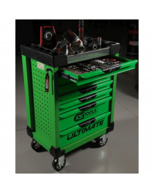 Servante d’atelier, vide, verte, 7 tiroirs - KS TOOLS | Mongrossisteauto.com