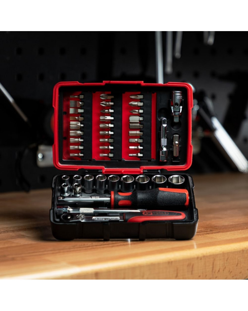 Coffret KS TOOLS 82 Pièces - Douilles 1/4 Et 1/2 - Cliquets - Coffret Plastique
