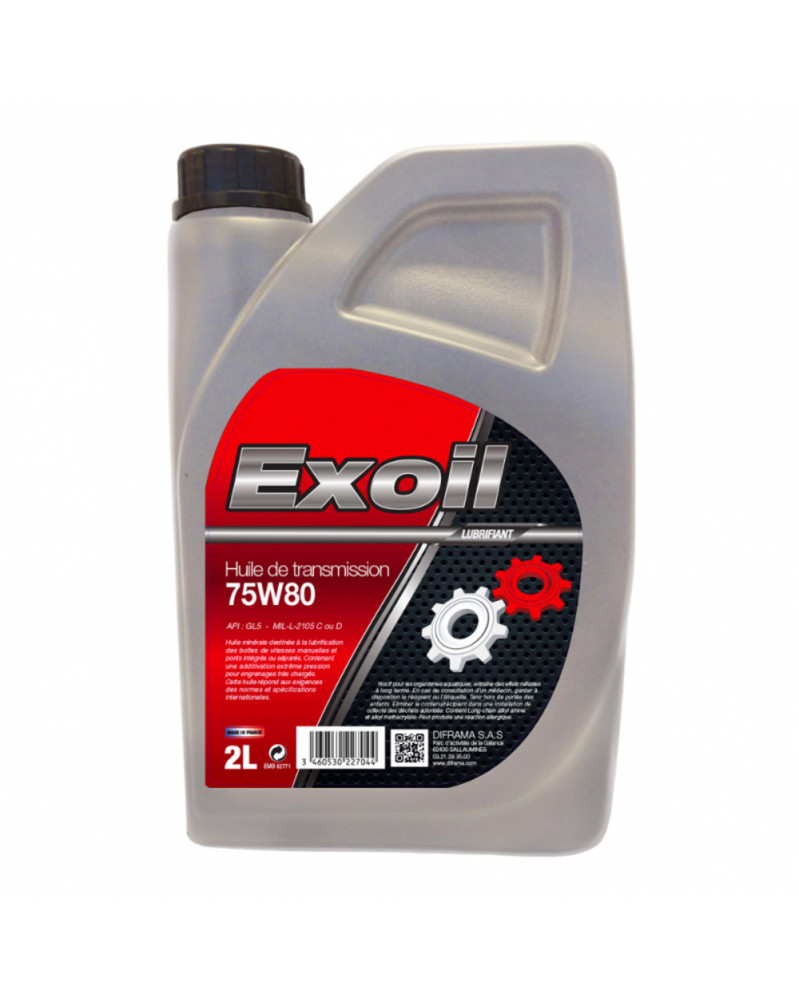 Huile de transmission 75W80, 2L - Exoil | Mongrossisteauto.com