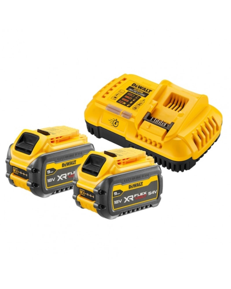 Pack 2 batteries XR FLEXVOLT 18V/54V 9ah/3ah, chargeur rapide - Dewalt | Mongrossisteauto.com