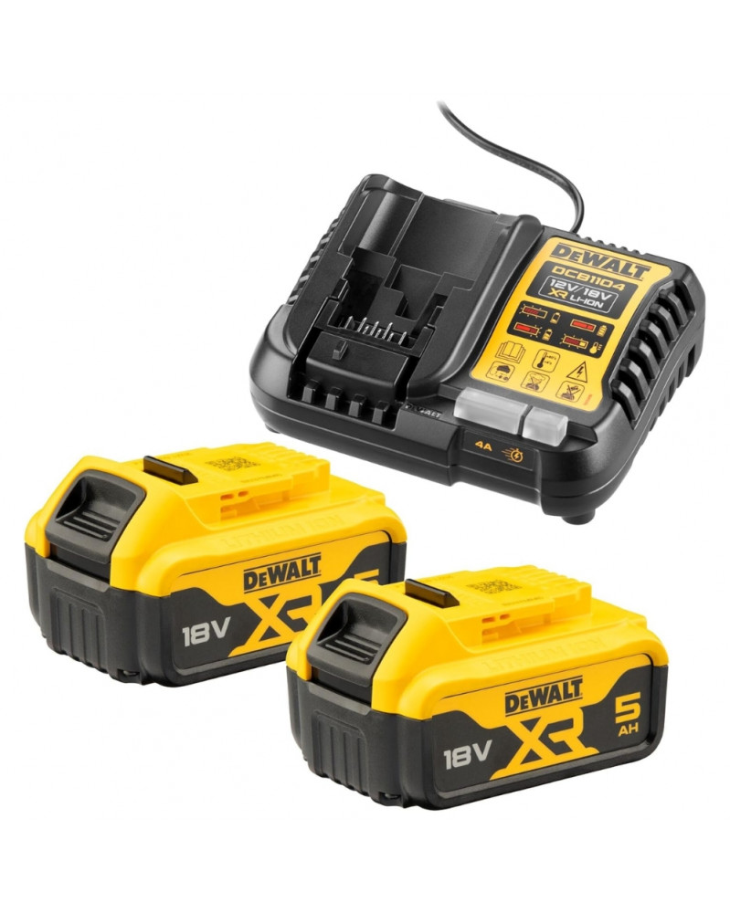 Lot de 2, batterie Dewalt, 5ah, XR 18V + chargeur - DEWALT | Mongrossisteauto.com