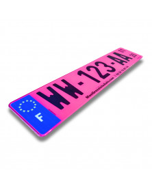 Plaque d'immatriculation provisoire, WW et W, rose, voiture, Homologuée - Mon Grossiste Auto | Mongrossisteauto.com