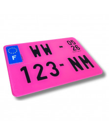 Plaque d'immatriculation provisoire, WW et W, rose, moto, Homologuée - Mon Grossiste Auto