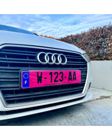 Plaque d'immatriculation provisoire, WW et W, rose, voiture, Homologuée - Mon Grossiste Auto | Mongrossisteauto.com