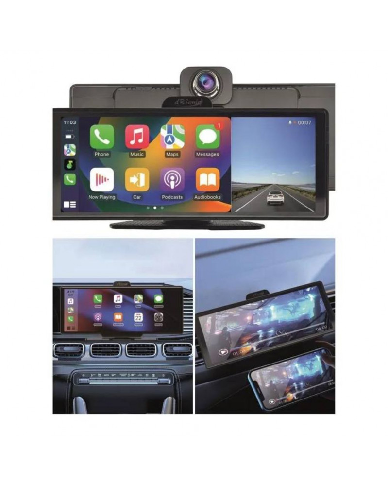 Ecran CarPlay voiture, grand format, dashcam avant & arrière, DbSonic (DB006) | Mongrossisteauto.com