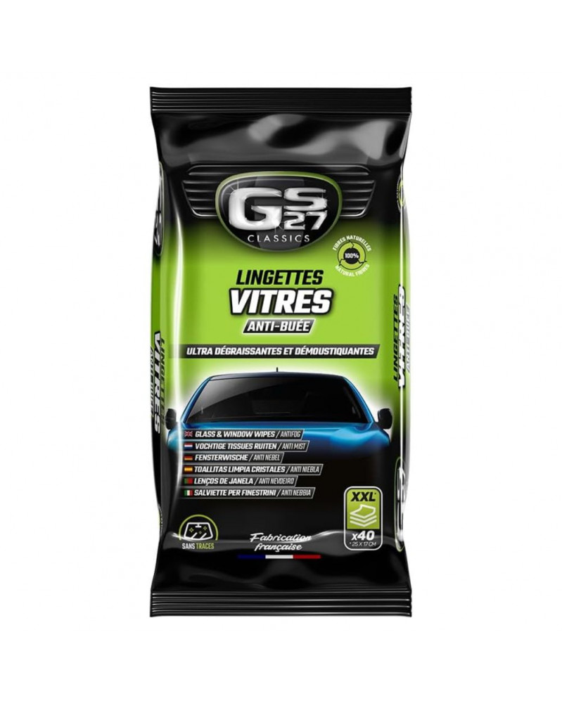 Lingettes voiture, lingettes nettoyantes, vitres, anti buée - GS27 | Mongrossisteauto.com