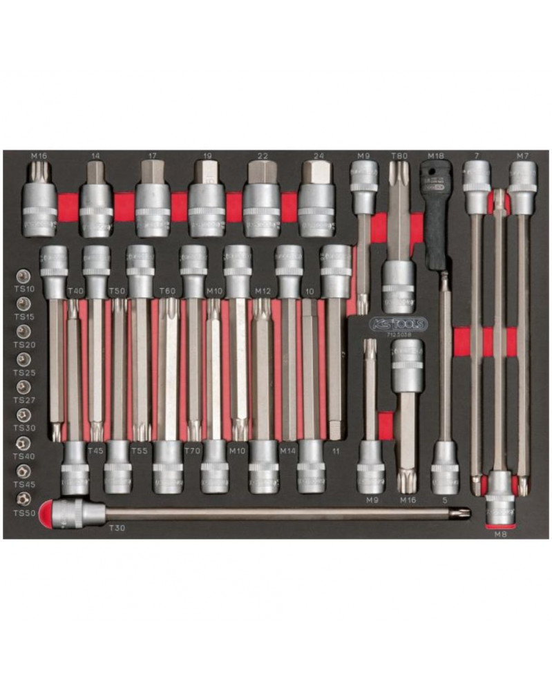 Module d’embouts long 1/4'' - 1/2'', 38 pièces - KS TOOLS | Mongrossisteauto.com