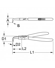 Pince à circlips, extérieur, coudée 90°, Ø10-25 mm, L.130 mm - Kstools | Mongrossisteauto.com