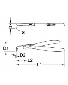 Pince à circlips, extérieur coudée, 90°, L.125mm, (119.2052) - KS Tools | Mongrossisteauto.com