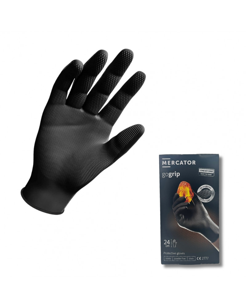 Gants nitrile, noir, taille XXL, x100 - Mercator | Mongrossisteauto.com