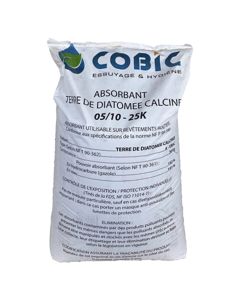 Terre de diatomée, absorbant minéral, 40 litres - Cobic | Mongrossisteauto.com