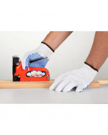 Gants de travail, à pois bleus, 12 paires, taille L - Mercator | Mongrossisteauto.com