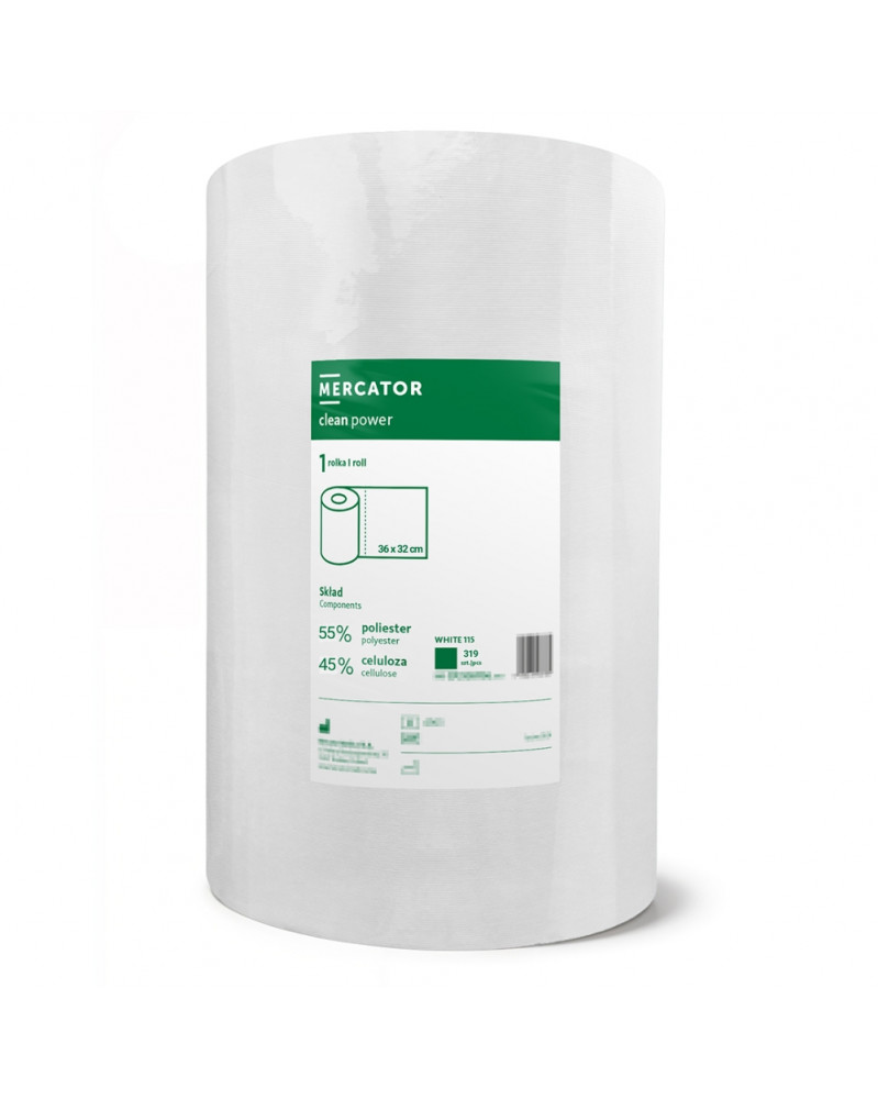Chiffon de nettoyage industriel, rouleau blanc, 115m – Mercator | Mongrossisteauto.com