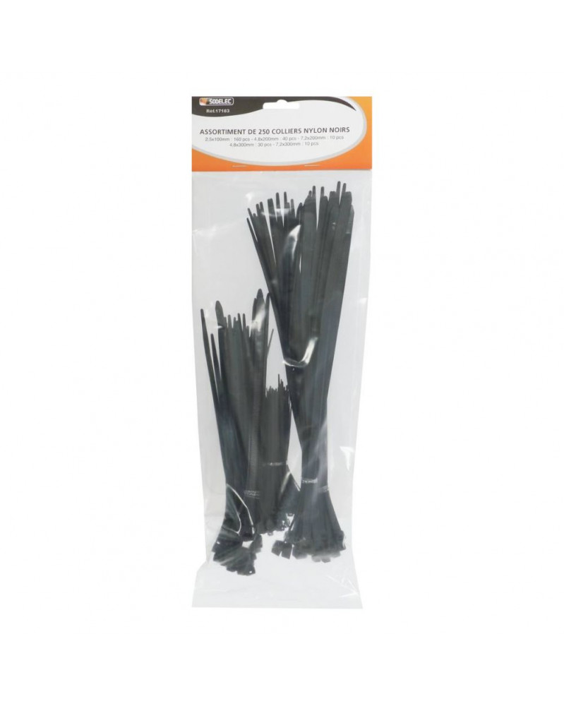Colliers de serrage, nylon, 250 pièces - Sodise | Mongrossisteauto.com