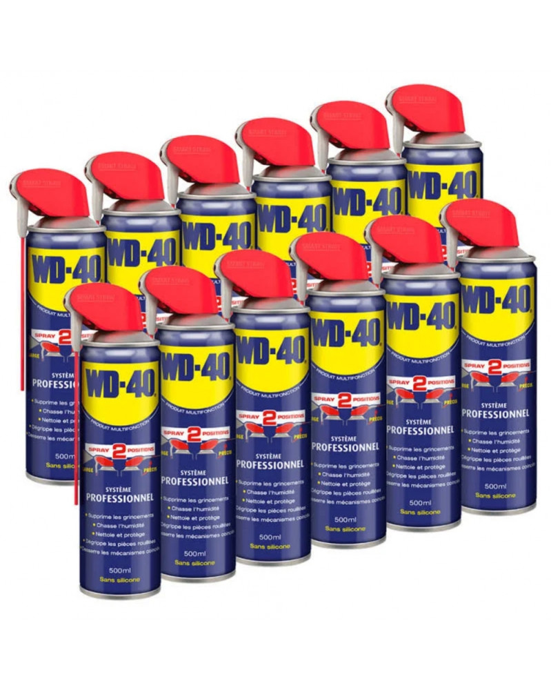 Lot de 12 Dégrippant multi usages, nettoyant, anti humidité 500ml - WD40 | Mongrossisteauto.com