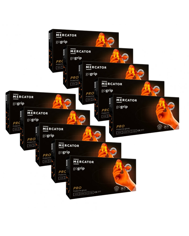 Lot de 10 boites Gants nitrile, taille XL, x50, orange - MERCATOR | Mongrossisteauto.com