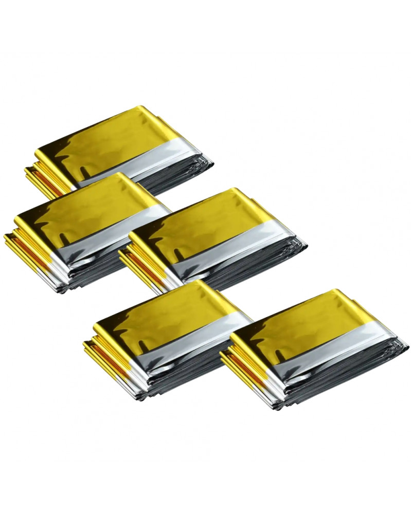 Lot de 5 Couvertures de survie, 160x120, norme CE Mercator | Mongrossisteauto.com