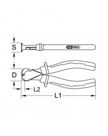 Dimensions pince coupante frontale KS L165mm KSTOOLS | MonGrossisteAuto.com