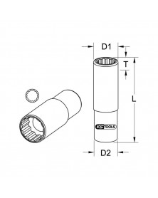 Dimensions douille bougie parois fines 14 mm KSTOOLS | MonGrossisteAuto.com