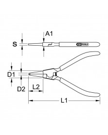 Dimensions pince Circlips ext droite L.230mm KSTOOLS | MonGrossisteAuto.com