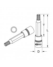 Dimensions douille tournevis 1/2, XZN M9, L110mm KSTOOLS | MonGrossisteAuto.com