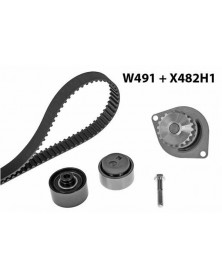 Pompe à eau + kit de courroie de distribution MGA Ref : 491K2 adaptable PSA FIAT | Mongrossisteauto.com