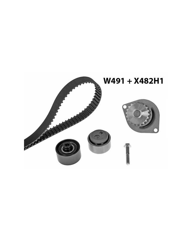 Pompe à eau + kit de courroie de distribution MGA Ref : 491K2 adaptable PSA FIAT | Mongrossisteauto.com