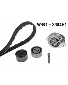 Pompe à eau + kit de courroie de distribution MGA Ref : 491K2 adaptable PSA FIAT | Mongrossisteauto.com