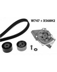 Pompe à eau + kit de courroie de distribution MGA Ref : 747K3 adaptable STELLANTIS | Mongrossisteauto.com