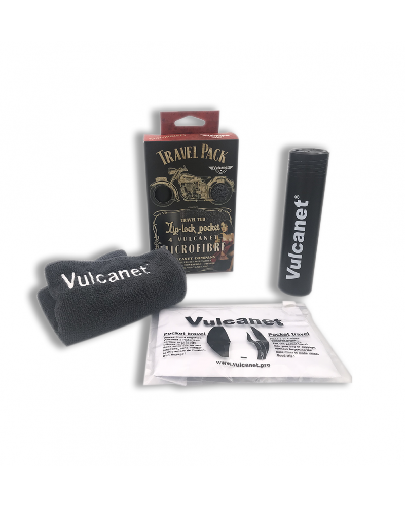 Travel Pack 4 lingettes, tube + pochette de transport - Vulcanet Company | Mongrossisteauto.com