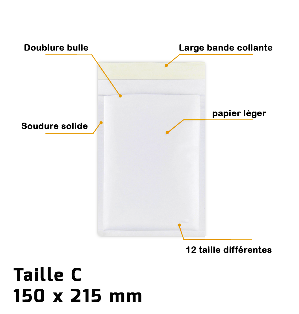 blanc Enveloppes Enveloppes à bulles 100 E5 Sacs à bulles marron