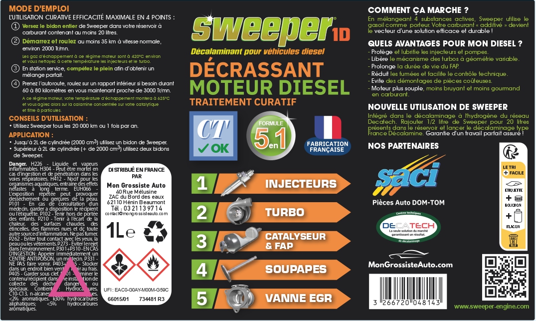 étiquette Sweeper décrassant moteur diesel | Mongrossisteauto.com