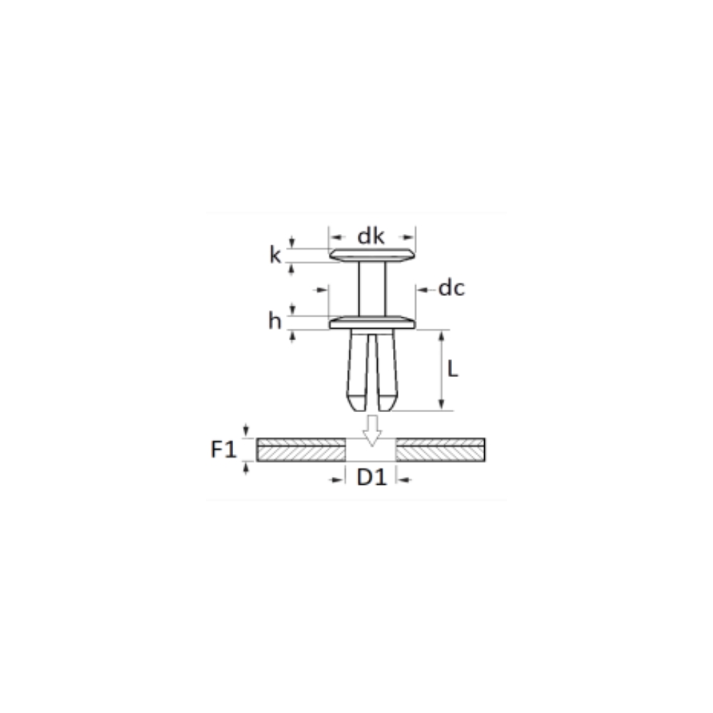 Rivet plastique bouclier et grille de baie d'auvent  Restagraf | Mongrossisteauto.com